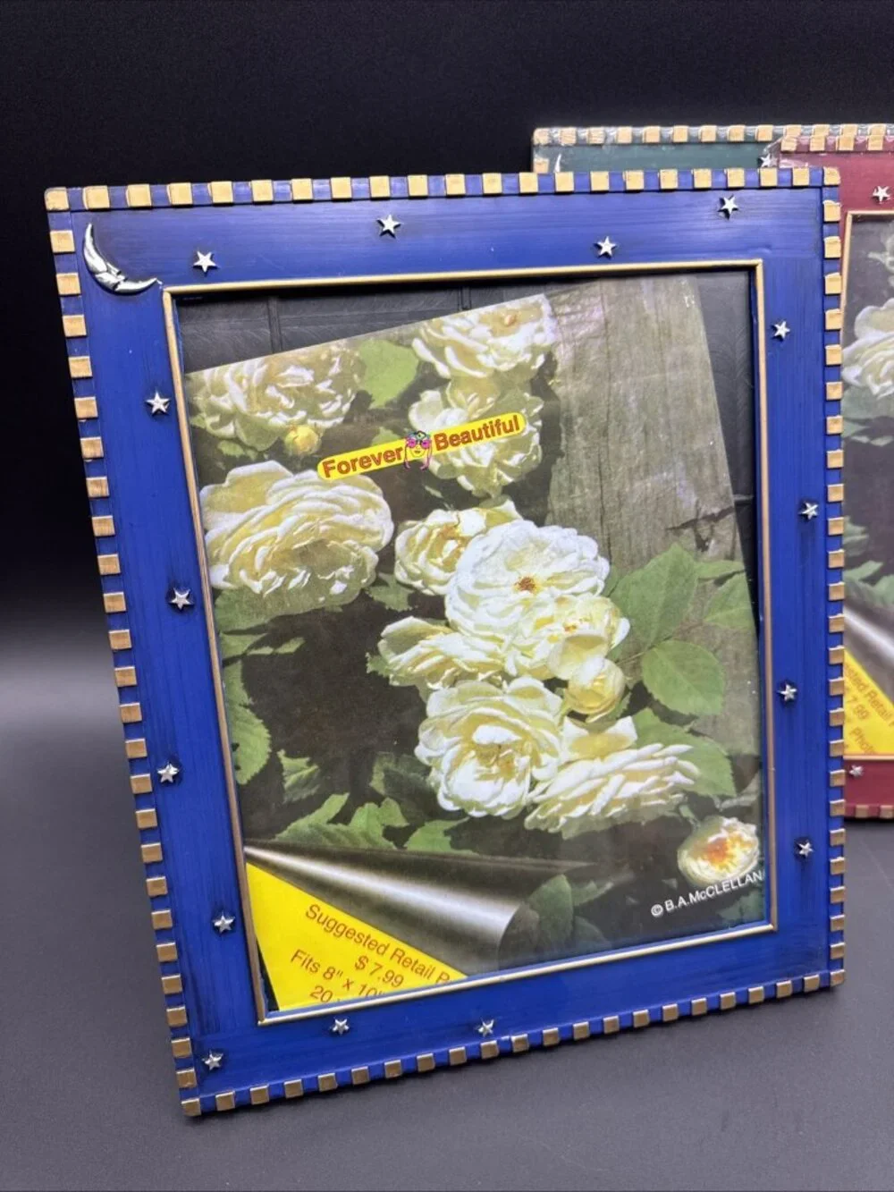 VTG Y2K Moon Star Celestial Plastic Glass 8x10 Picture Frames Blue Red Green